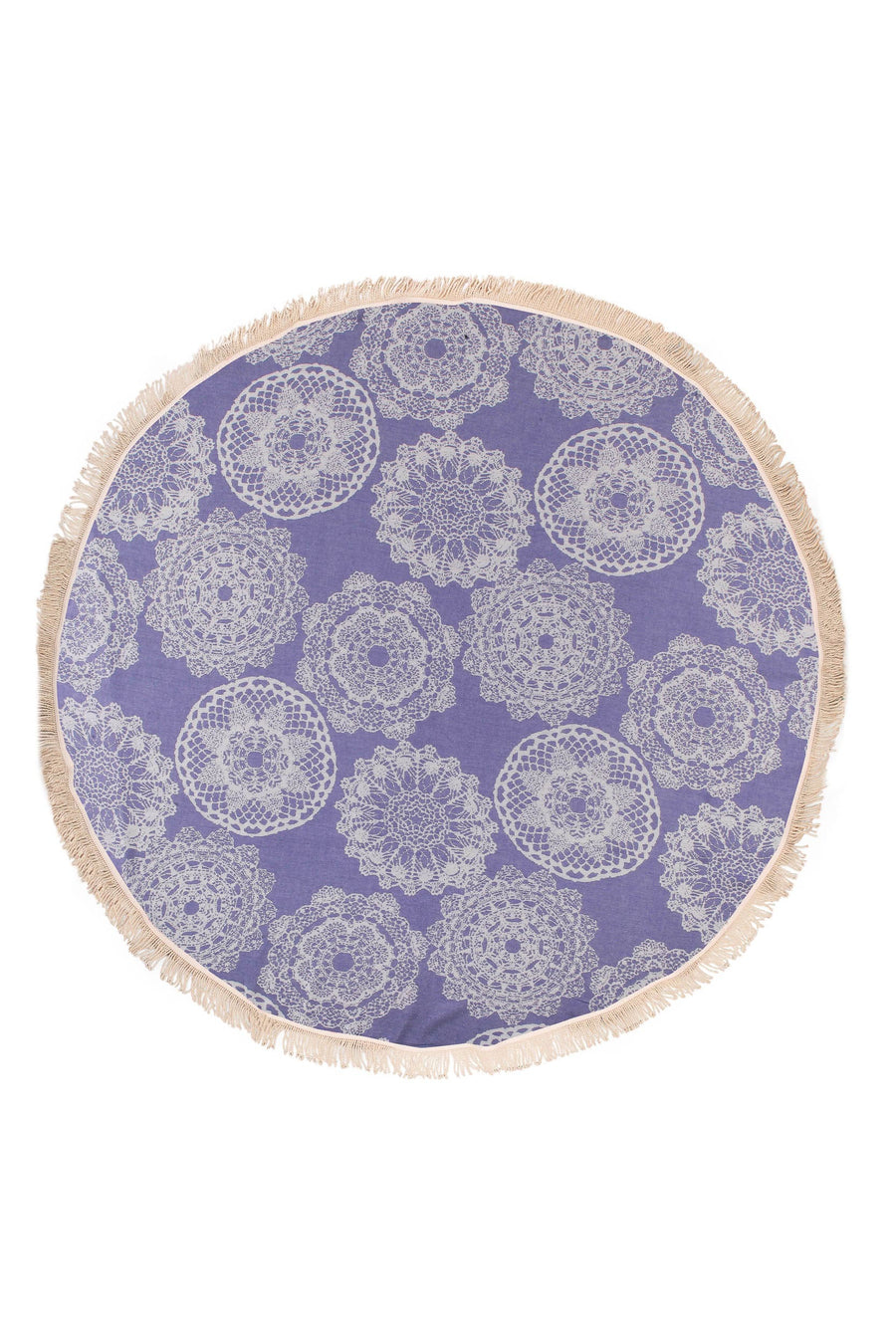 Lace Bamboo Round Towel - Navy Blue