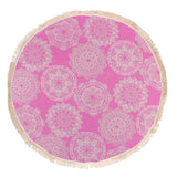 Lace Bamboo Round Towel - Pink