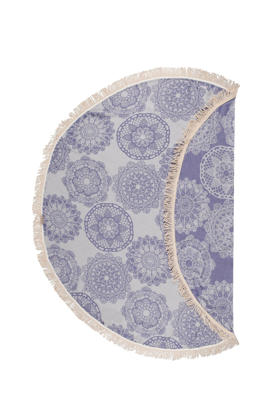 Lace Bamboo Round Towel - Navy Blue
