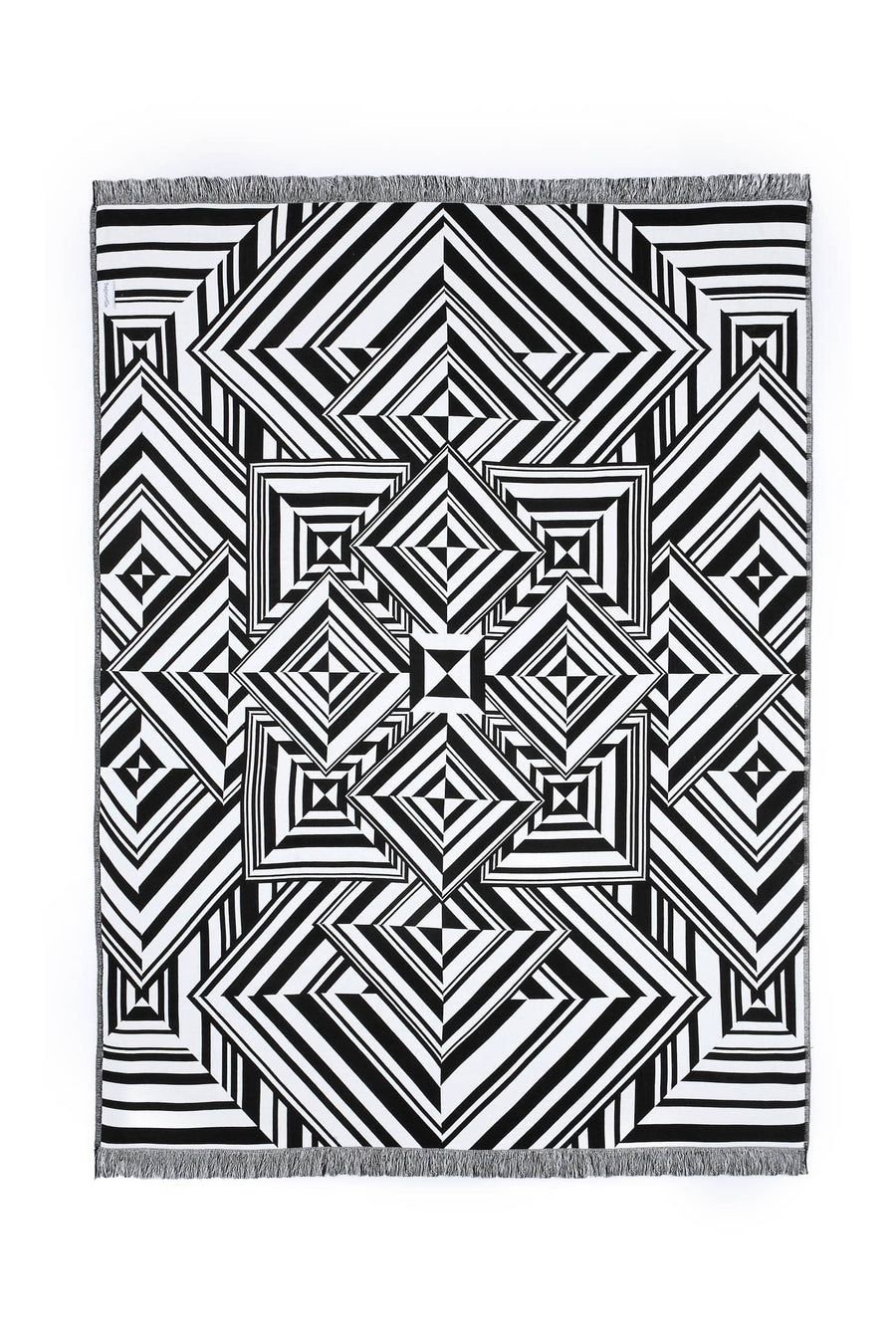 Black & White Cotton Throw - Mirror