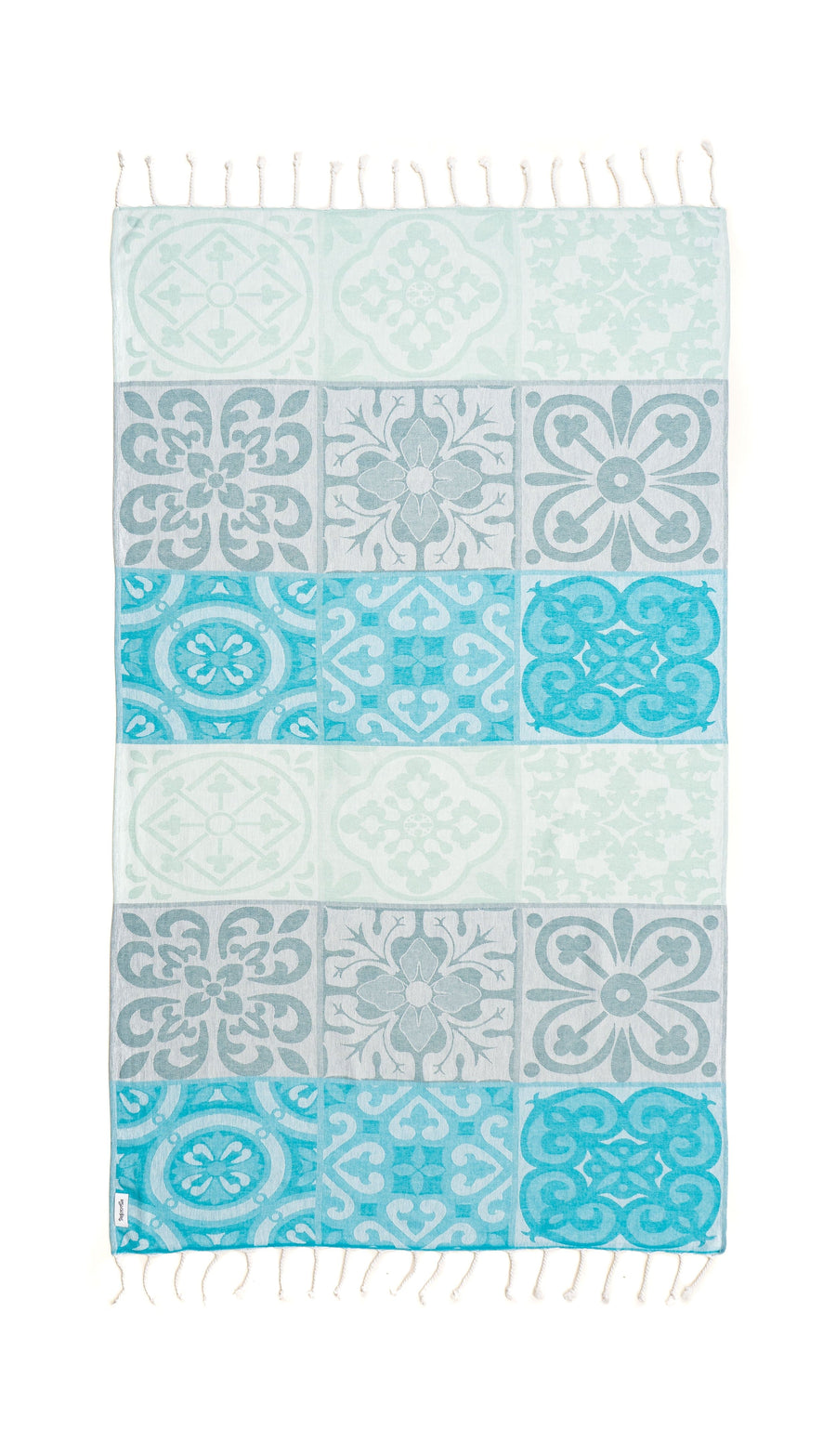Mosaic Cotton Beach Towel - Azure