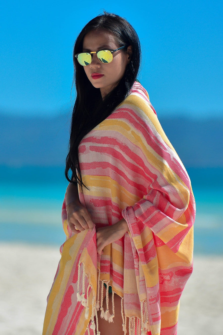 Brush Bamboo Blend Beach Towel - Red