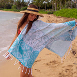 Mosaic Cotton Beach Towel - Azure