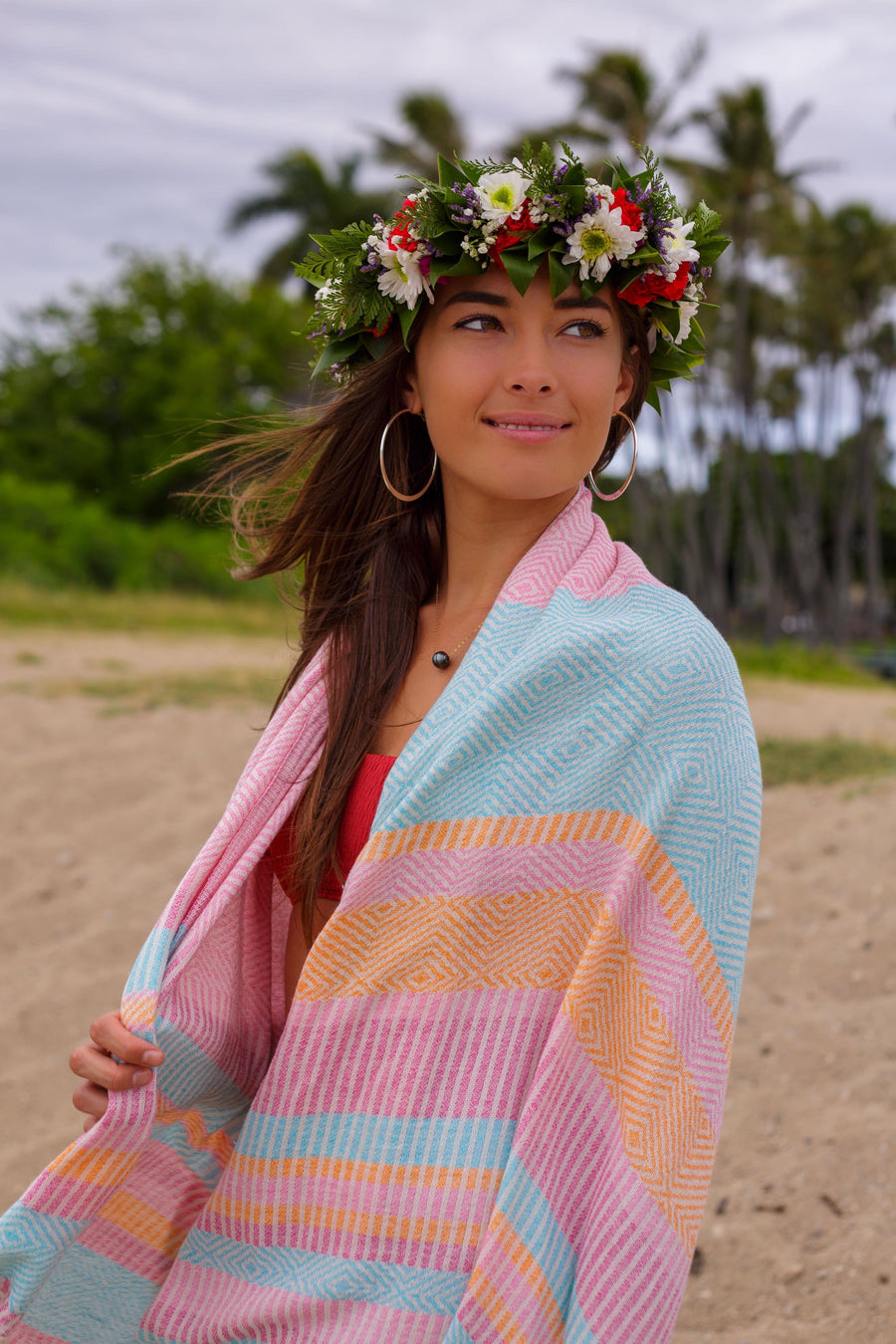 Strata Cotton Beach Towel - Pink