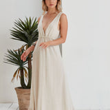 Lucy Cinched Waist Flowy Dress - Linen Ecru