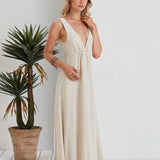 Lucy Cinched Waist Flowy Dress - Linen Ecru