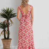 Lucy Cinched Waist Flowy Dress - Red