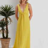 Lucy Cinched Waist Flowy Dress - Yellow