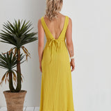 Lucy Cinched Waist Flowy Dress - Yellow
