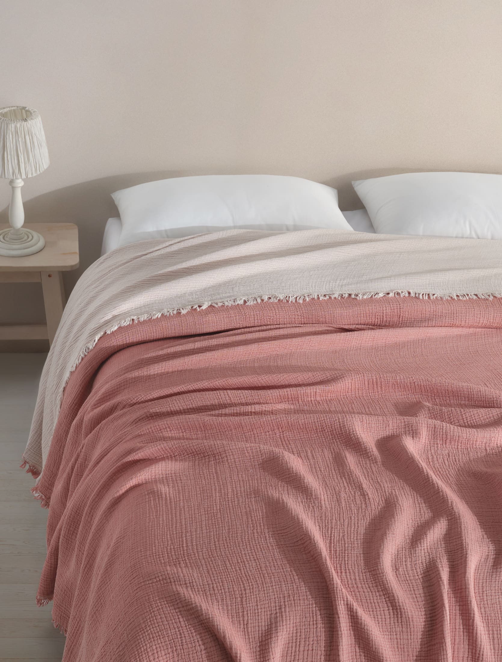 Begonville Bedspread Cloudy 4-Ply Cotton Blanket - Red