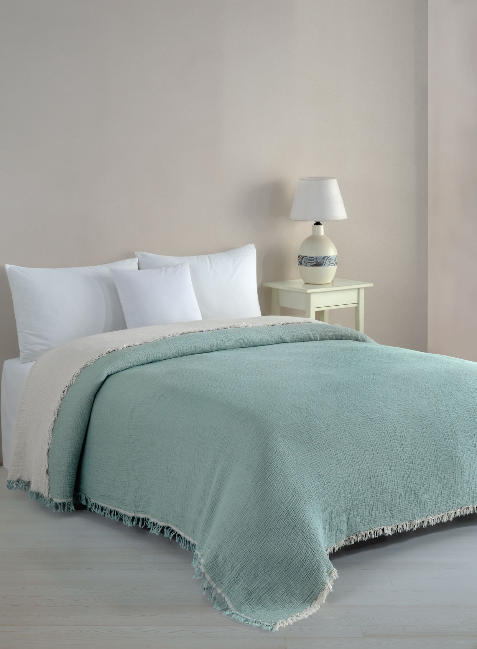 Begonville Bedspread Cloudy 4-Ply Cotton Blanket - Mint