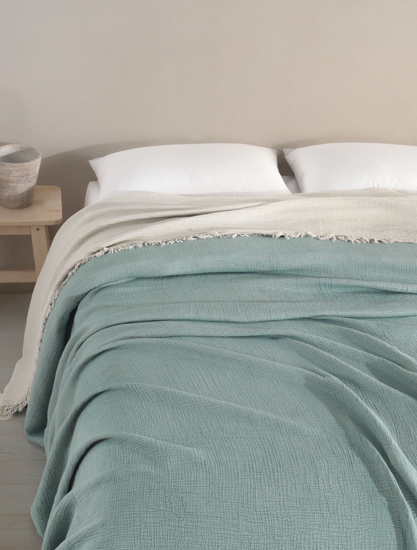 Begonville Bedspread Cloudy 4-Ply Cotton Blanket - Mint