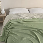 Begonville Bedspread Cloudy 4-Ply Cotton Blanket - Green